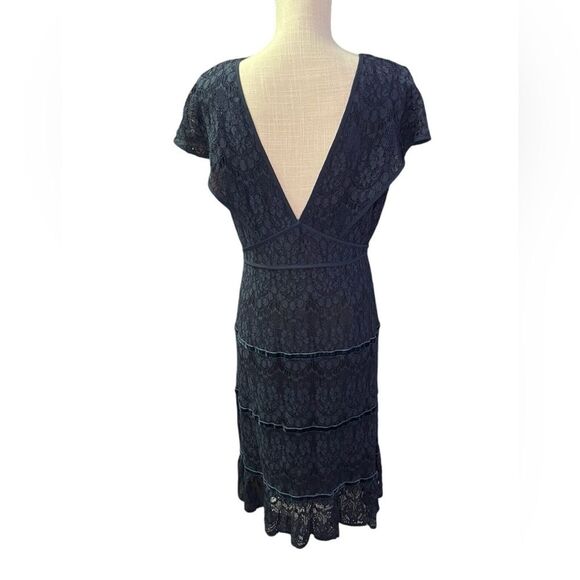 NWT Foxiedox Anthropologie Clarinda Lace Midi Dress Navy Blue Women's XL Tiered - Picture 7 of 12